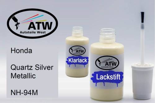 Honda, Quartz Silver Metallic, NH-94M: 20ml Lackstift + 20ml Klarlack - Set, von ATW Autoteile West.